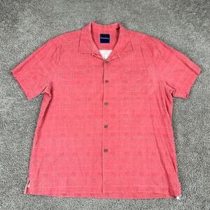 Tommy Bahama Hawaiian Shirt Mens XL Red Pink Silk Camp Aloha Camp Loop Button Up